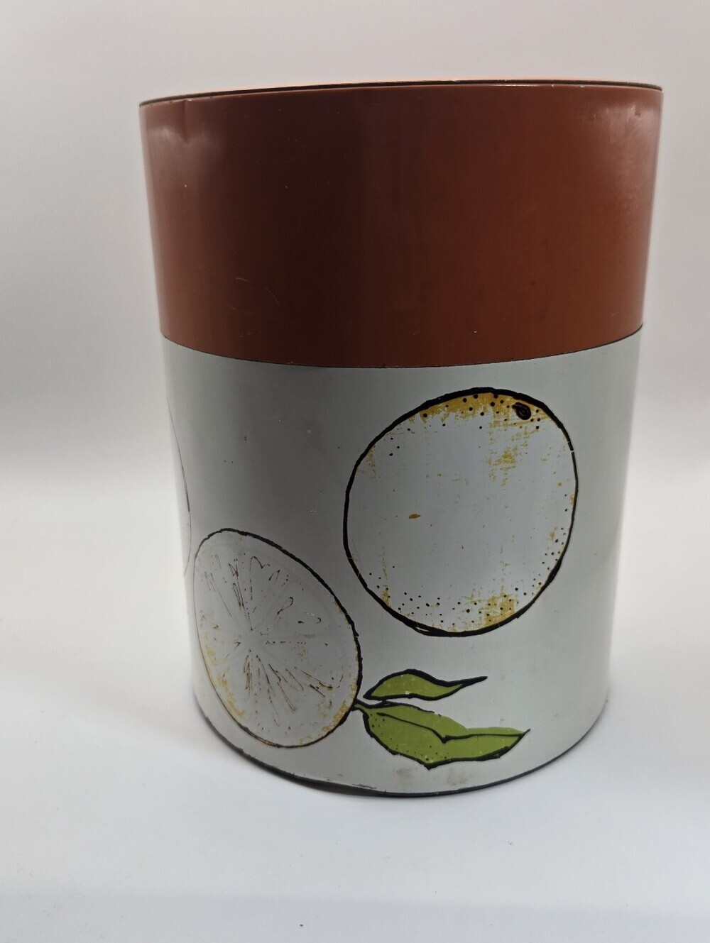 Vintage Mid-Century Modern Metal Tin Canister With Oranges - Picture 4 of 9